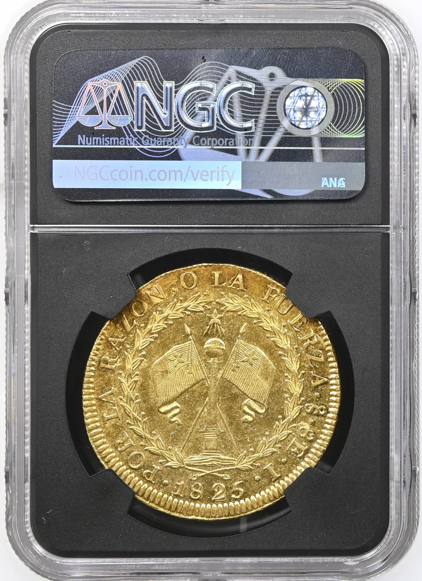 Chile Latin American Coins Chile 8 Escudos 1825 So I NGC MS61 0161740 Chile 8 Escudos 1825 So I NGC MS61 0161740Chile 8 Escudos 1825 So I NGC MS61 0161740 - Image 2