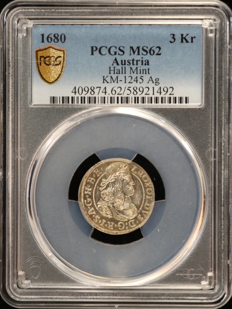 Austria 3 Kreuzer 1680 Hall PCGS MS62 KM-1245 0161413