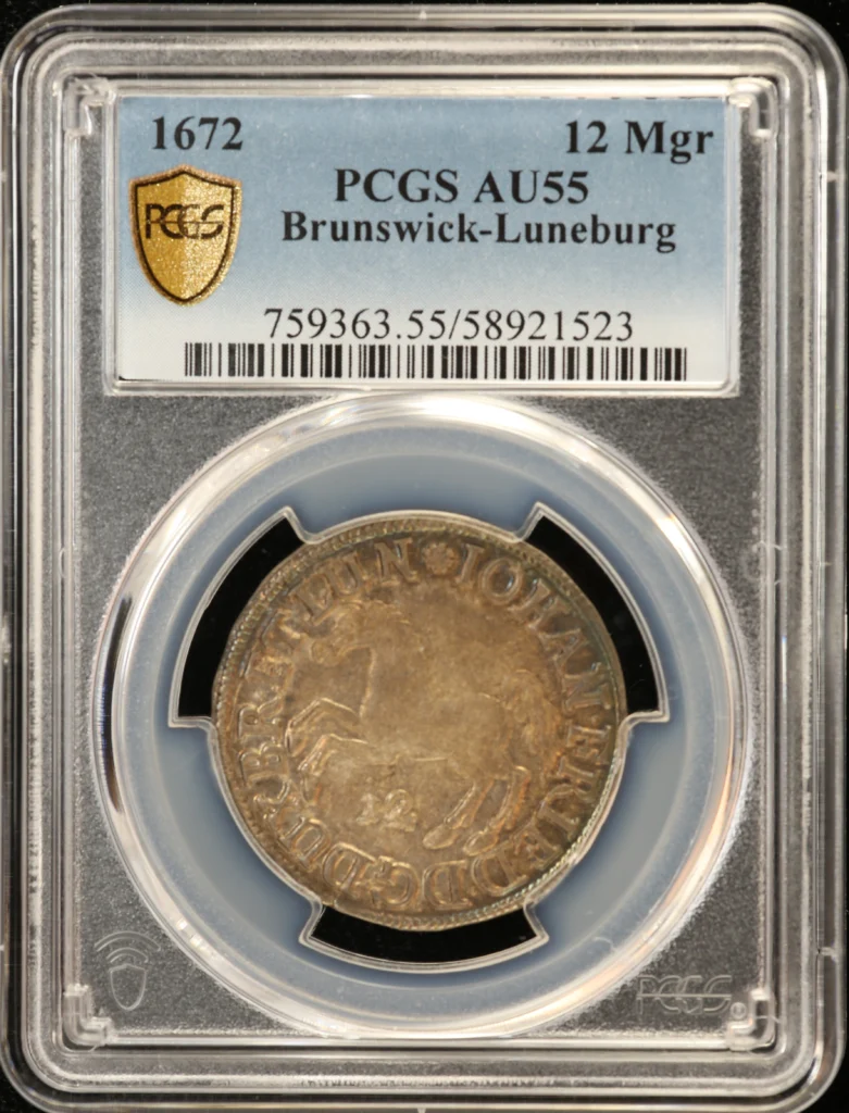 Germany 12 Mariongroschen 1672 PCGS AU55 0161404