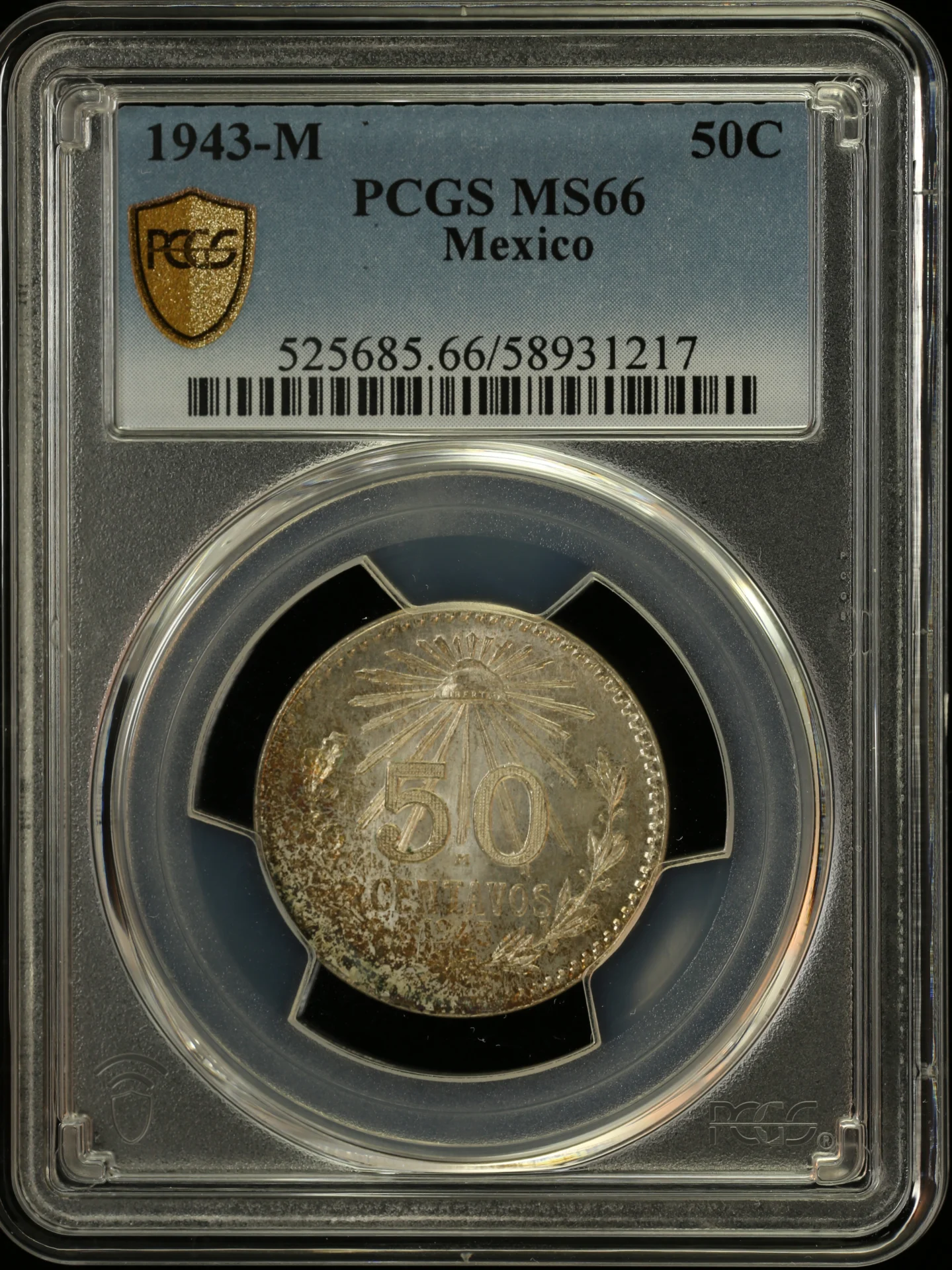 50 Centavo Mexican Coins Modern Silver & Minors Modern Silver & Minors 50 Centavo 1943 M PCGS MS66 0161499 Modern Silver & Minors 50 Centavo 1943 M PCGS MS66 0161499Modern Silver & Minors 50 Centavo 1943 M PCGS MS66 0161499