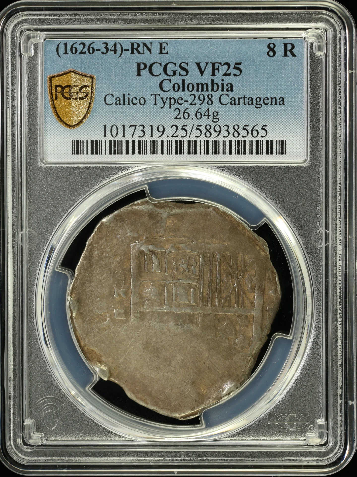Colombia 8 Reales (1626-34) RN E PCGS VF25 Calico Type-298 0161613