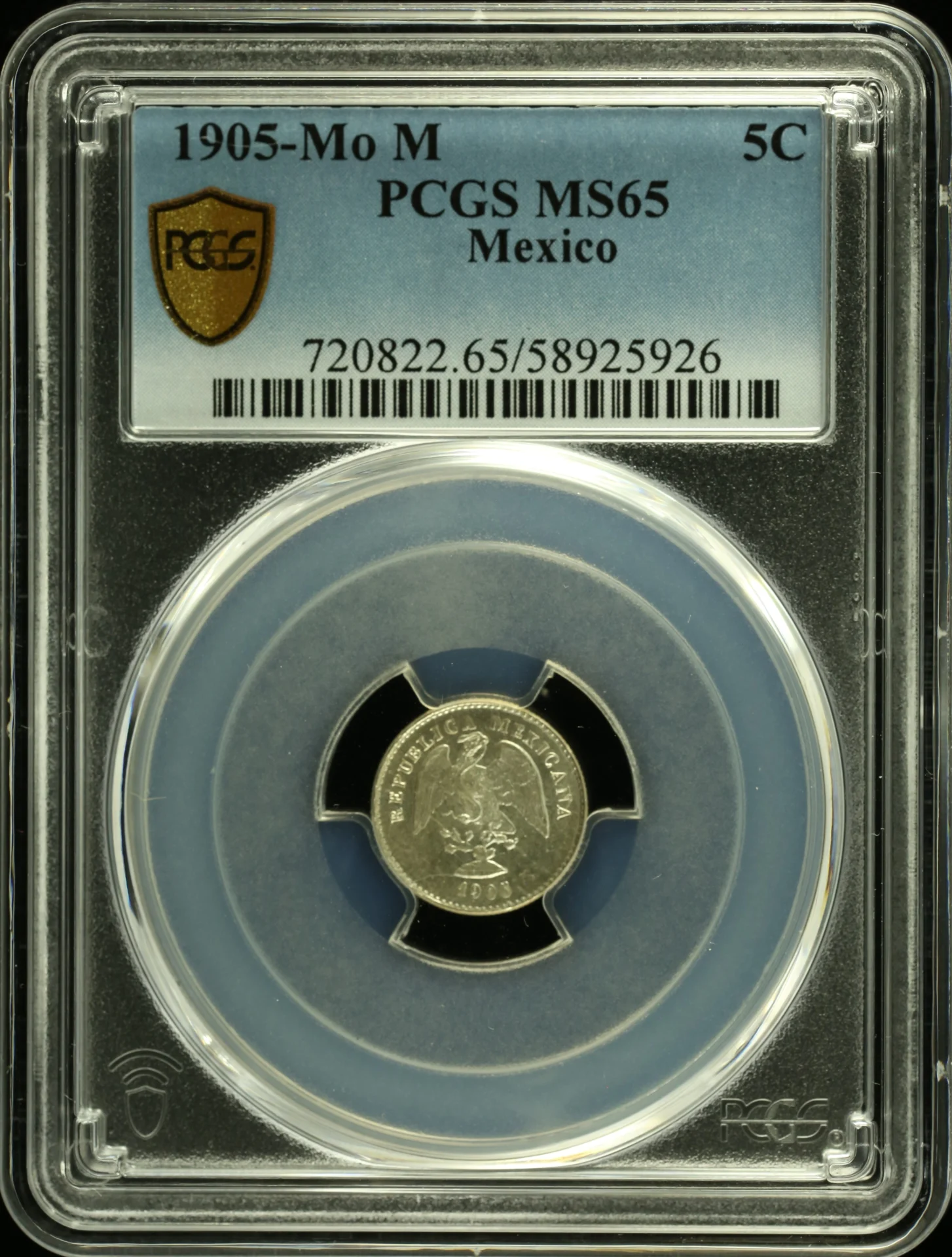 Mexican Coins Republic Silver & Minors Republic Silver & Minors 5 Centavo 1905 Mo M PCGS MS65 0161538 Republic Silver & Minors 5 Centavo 1905 Mo M PCGS MS65 0161538