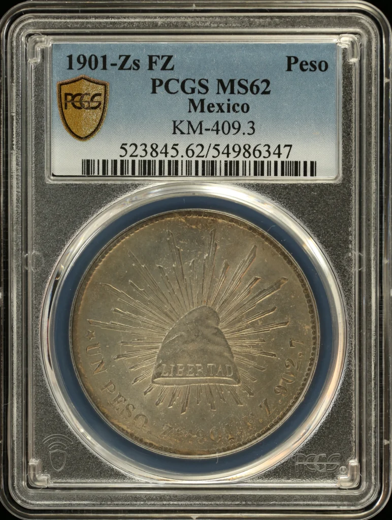 Republic Silver & Minors Peso 1901 Zs FZ PCGS MS62 0161502