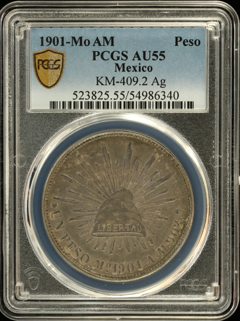 Republic Silver & Minors Peso 1901 Mo AM PCGS AU55 KM-409.2 0161503