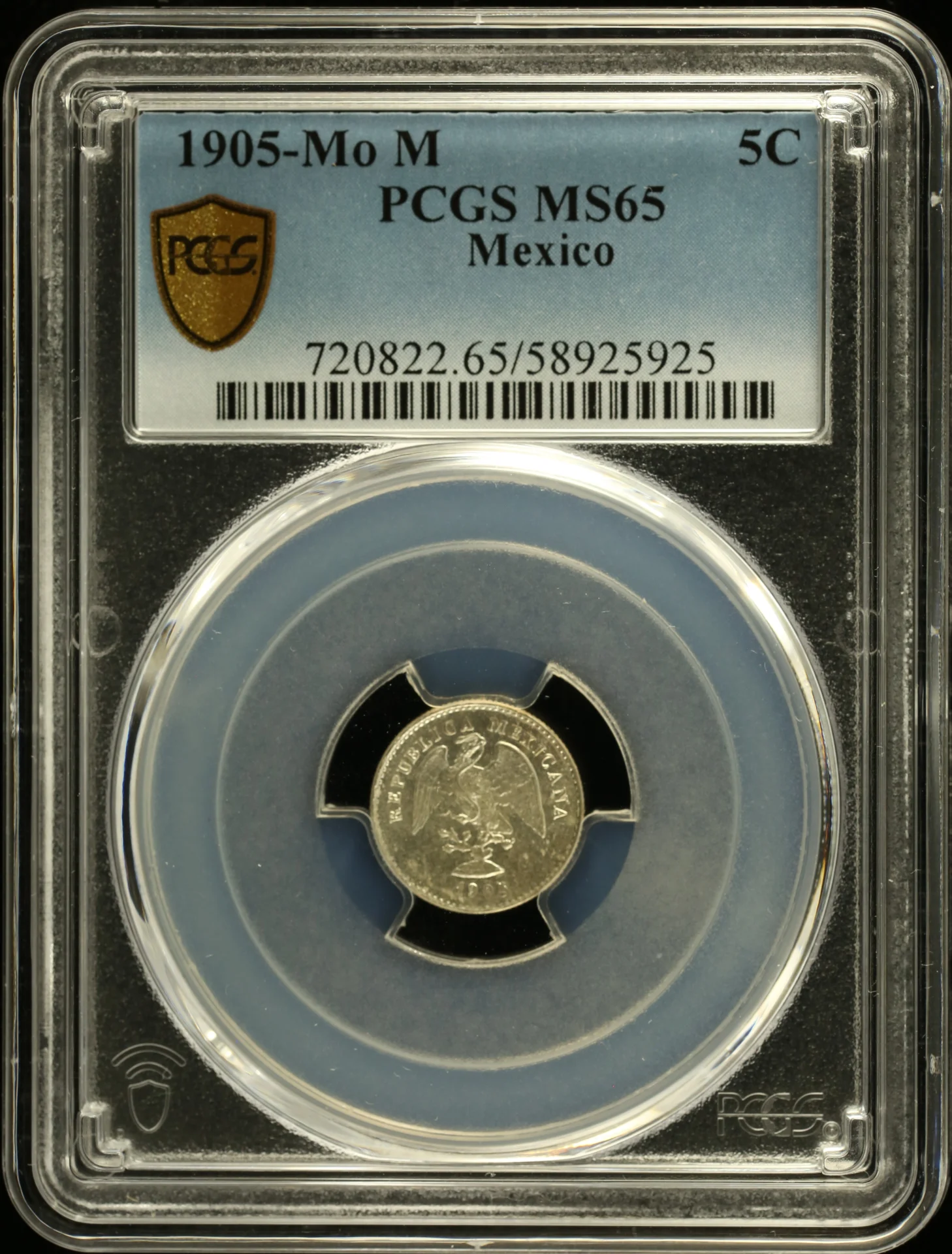 Mexican Coins Republic Silver & Minors Republic Silver & Minors 5 Centavo 1905 Mo M PCGS MS65 0161537 Republic Silver & Minors 5 Centavo 1905 Mo M PCGS MS65 0161537