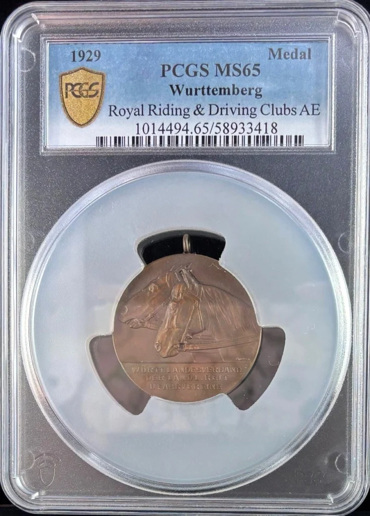 Germany Royal Riding & Driving Clubs Bronze Medal 1929 Wurttemberg PCGS MS65 0161852