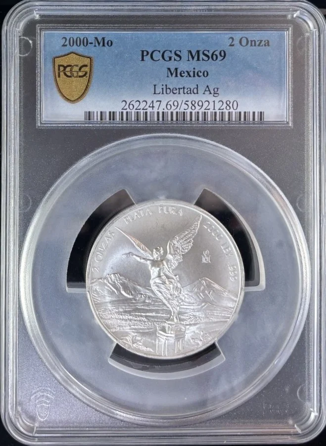 2 Onza Mexican Coins Modern Silver & Minors Modern Silver & Minors 2 Onza 2000 Mo PCGS MS69 0162048 Modern Silver & Minors 2 Onza 2000 Mo PCGS MS69 0162048