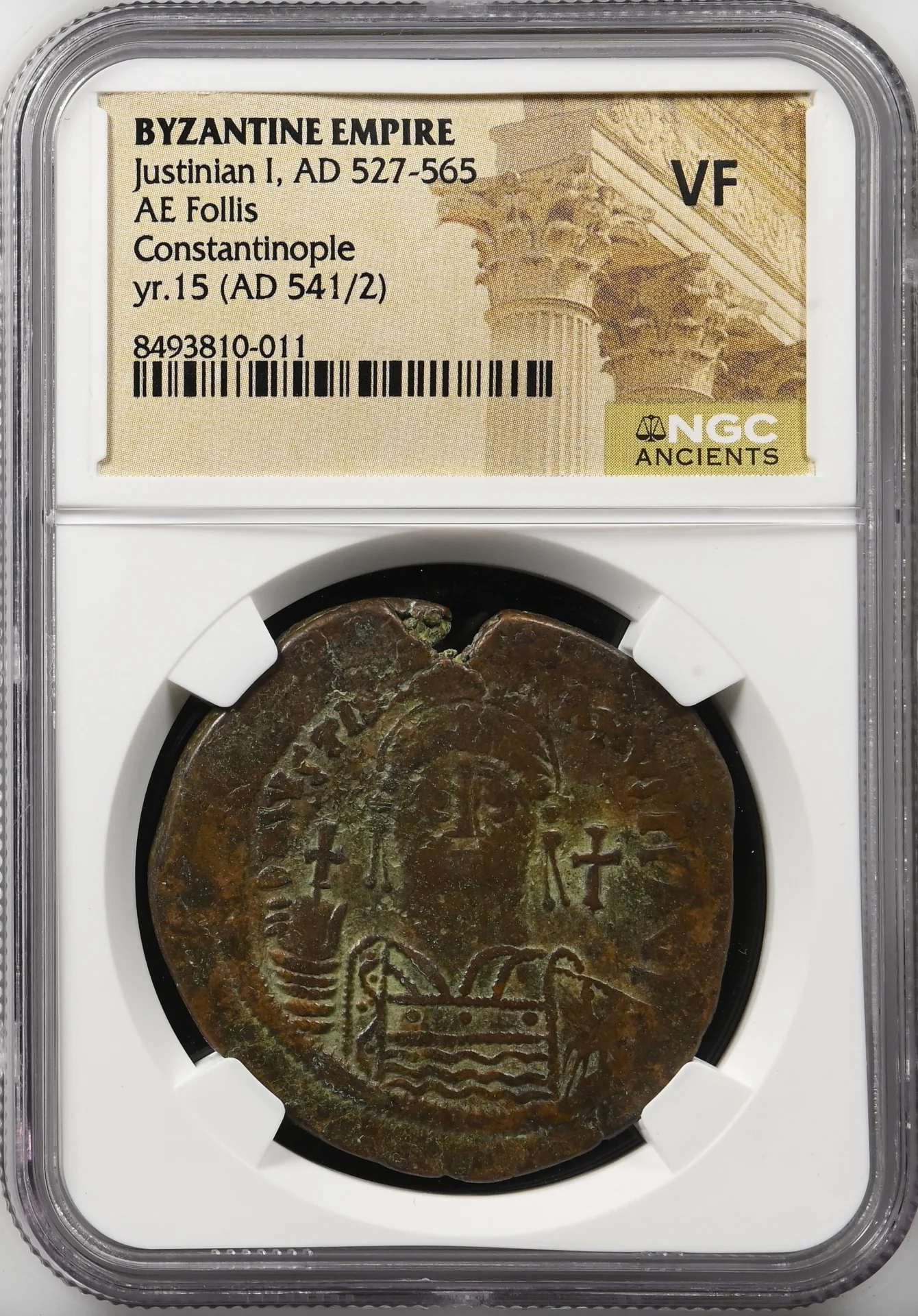Ancient Coins Byzantine Byzantine Constantinople Justinian I 527-565 AD AE Follis NGC VF 0162365 Byzantine Constantinople Justinian I 527-565 AD AE Follis NGC VF 0162365Byzantine Constantinople Justinian I 527-565 AD AE Follis NGC VF 0162365
