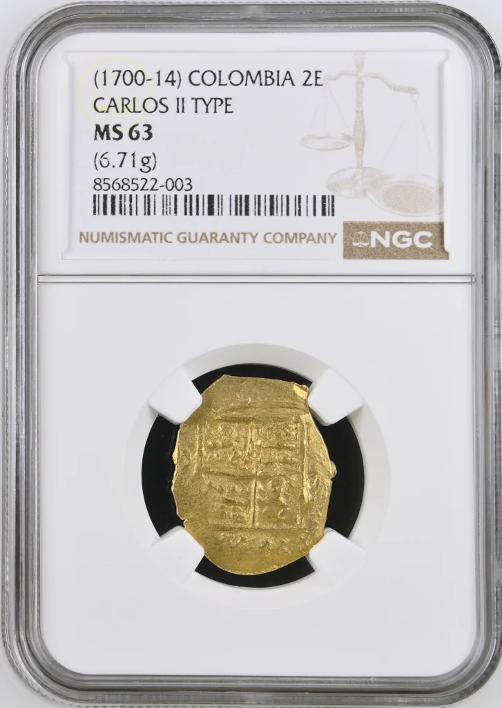Colombia 2 Escudos (1700-14) NGC MS63 0162019