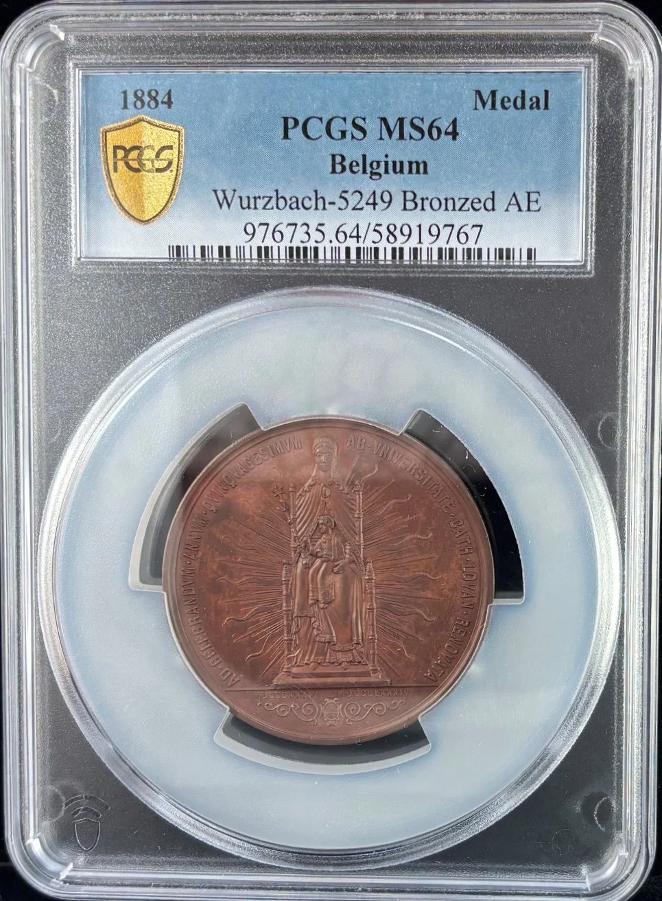 Belgium Europe World Coins Belgium Bronze Medal 1884 PCGS MS64 0162191 Belgium Bronze Medal 1884 PCGS MS64 0162191