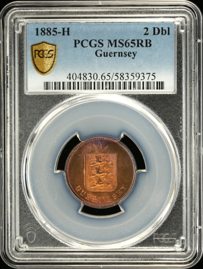 Guernsey 2 Doubles 1885 H PCGS MS65RB 0162404