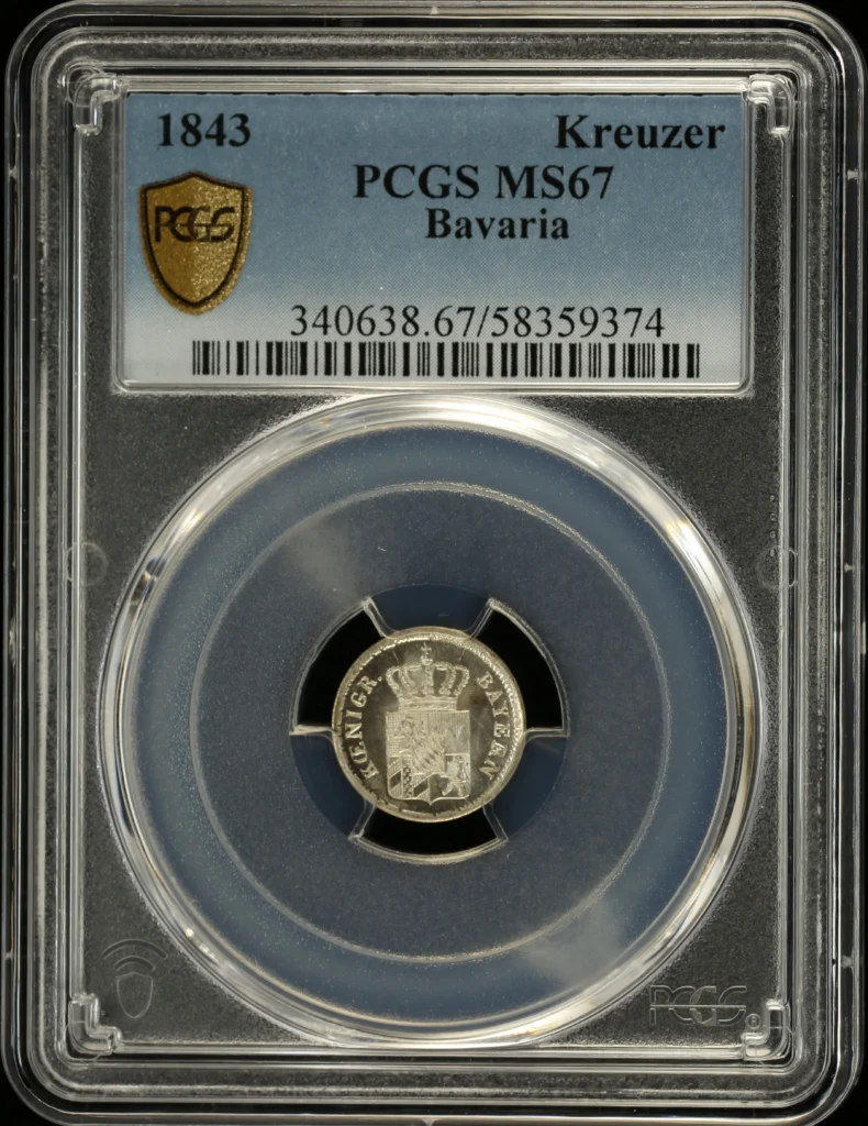 Germany Kreuzer 1843 Bavaria PCGS MS67 0162405