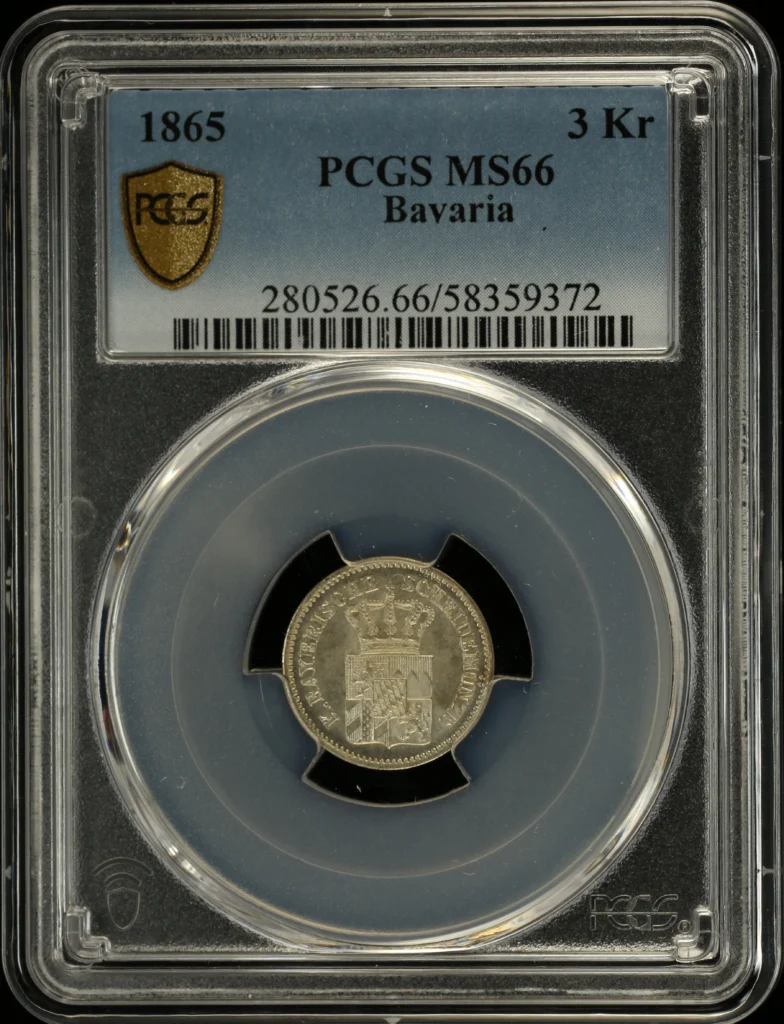 Germany 3 Kreuzer 1865 Bavaria PCGS MS66 0162407