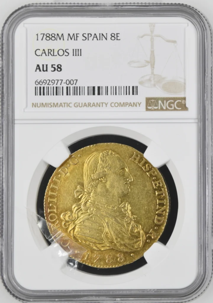Spain 8 Escudos 1788 M MF NGC AU58 0162055