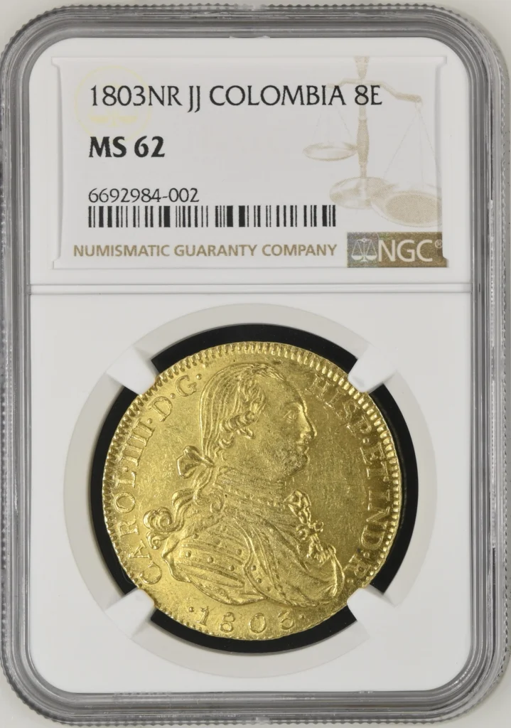 Colombia 8 Escudos 1803 Nr JJ NGC MS62 0162062