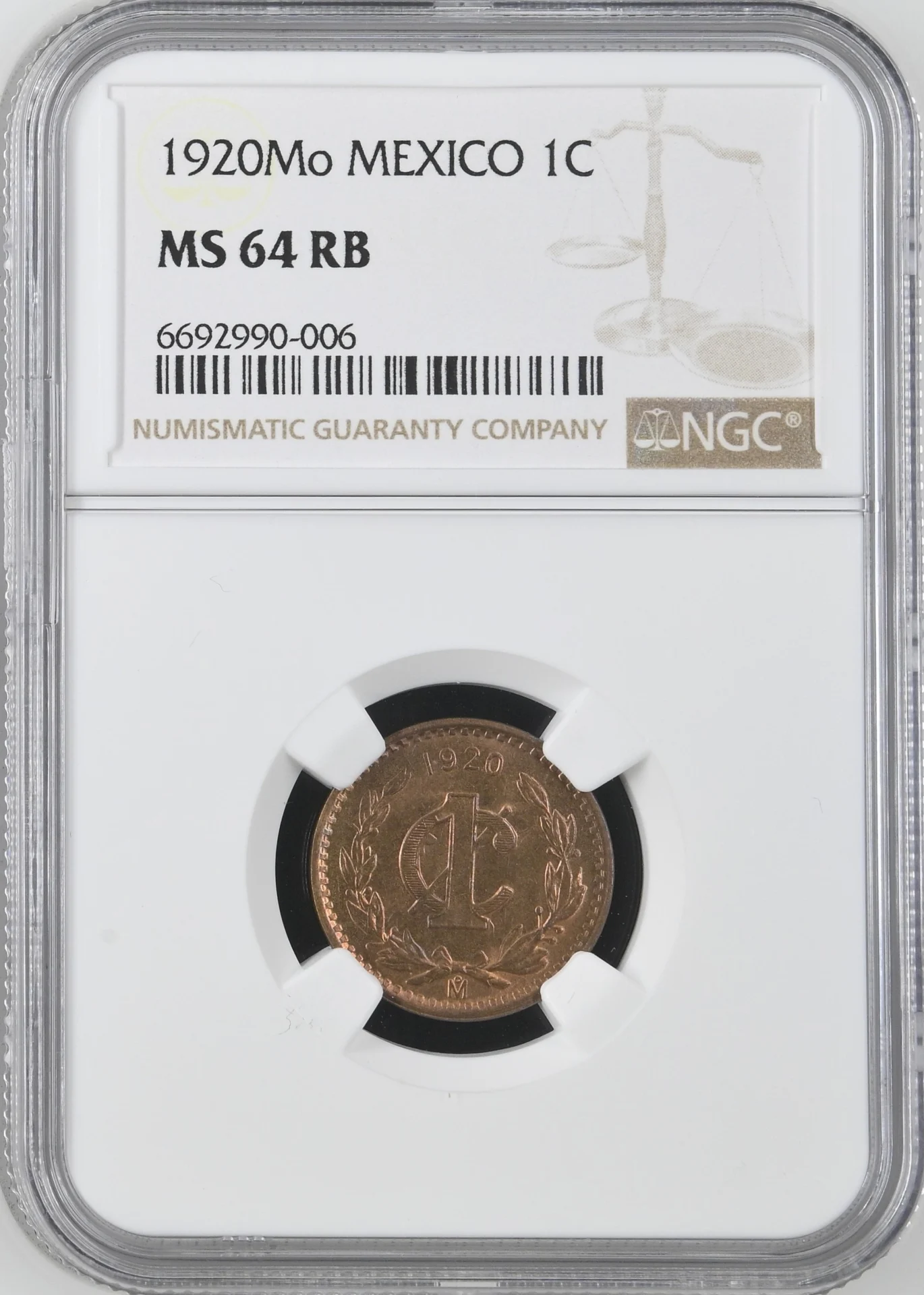 Centavo Mexican Coins Modern Silver & Minors Modern Silver & Minors Centavo 1920 Mo NGC MS64RB 0162088 Modern Silver & Minors Centavo 1920 Mo NGC MS64RB 0162088Modern Silver & Minors Centavo 1920 Mo NGC MS64RB 0162088