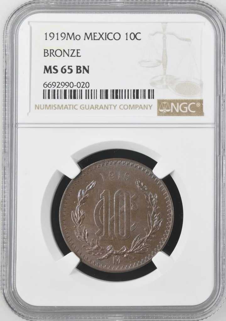 Modern Silver & Minors 10 Centavo 1919 Mo NGC MS65BN 0162065