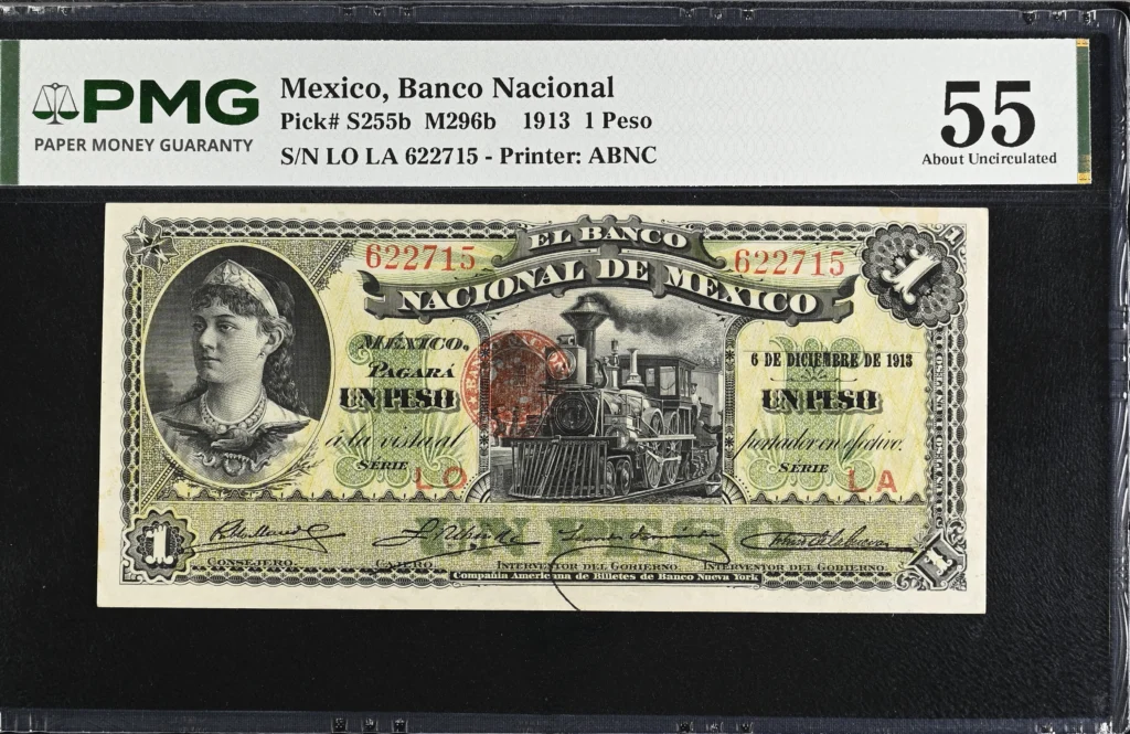 Bancos Peso 1913 Distrito Federal M296b P255b PMG AU55 f_35677