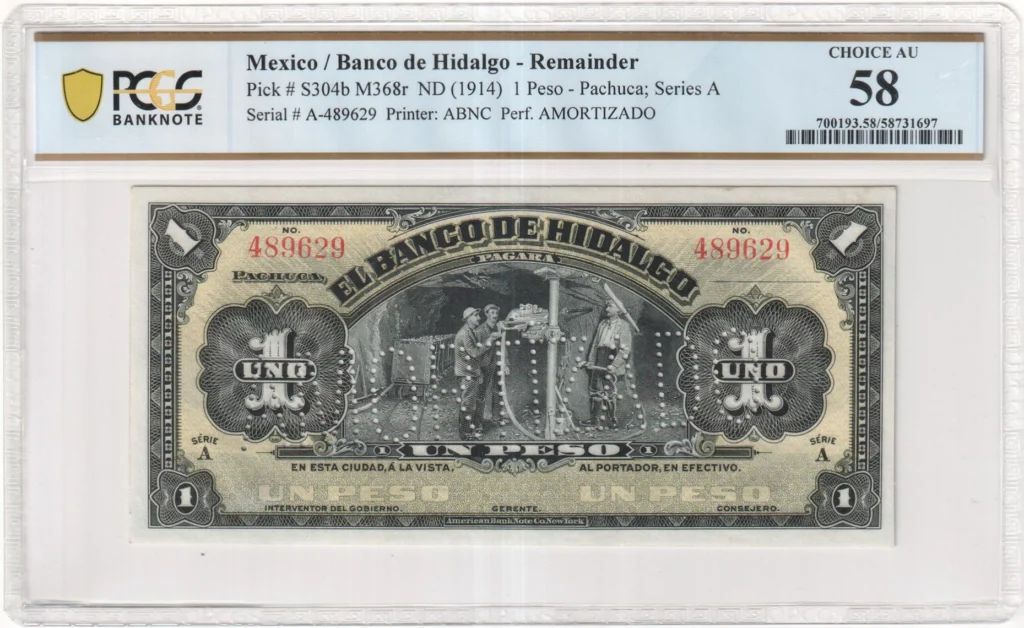 Bancos Peso (1914) Hidalgo M368r P S304b PCGS Ch UNC58 f_35683