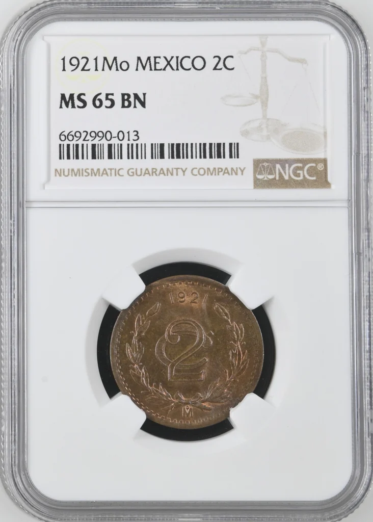 Modern Silver & Minors 2 Centavo 1921 Mo NGC MS65BN 0162070