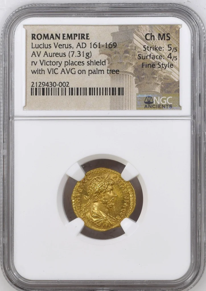 Roman Imperial Lucius Verus 161-169 AD AV Aureus NGC Ch MS 0161759