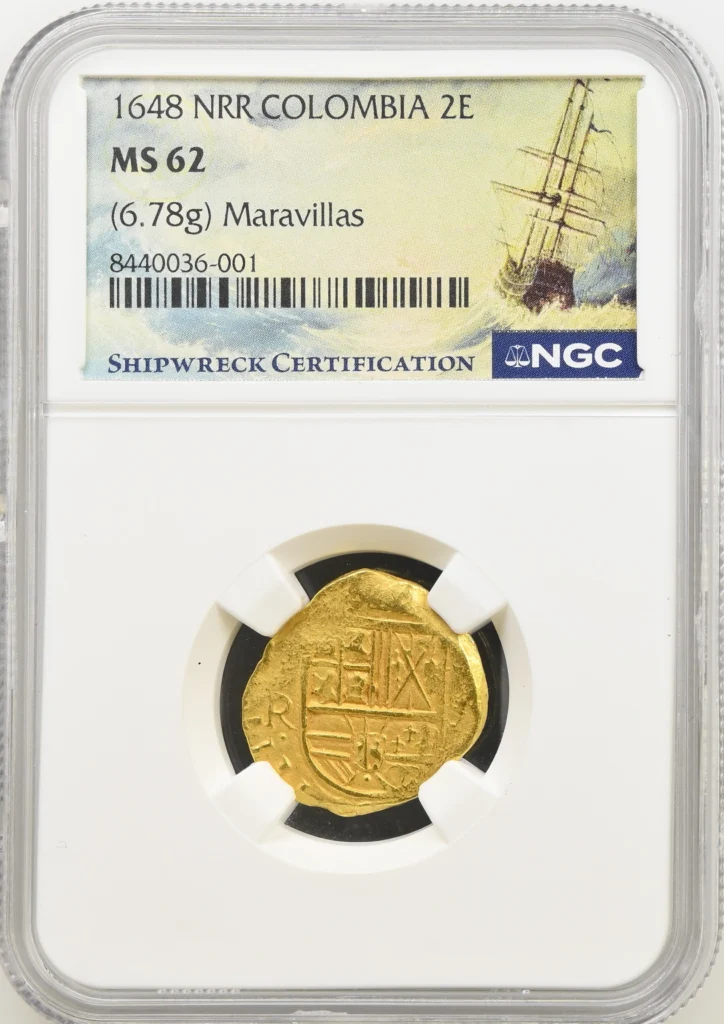Colombia Maravillas (1656) 2 Escudos 1648 Nr R NGC MS62 0161781