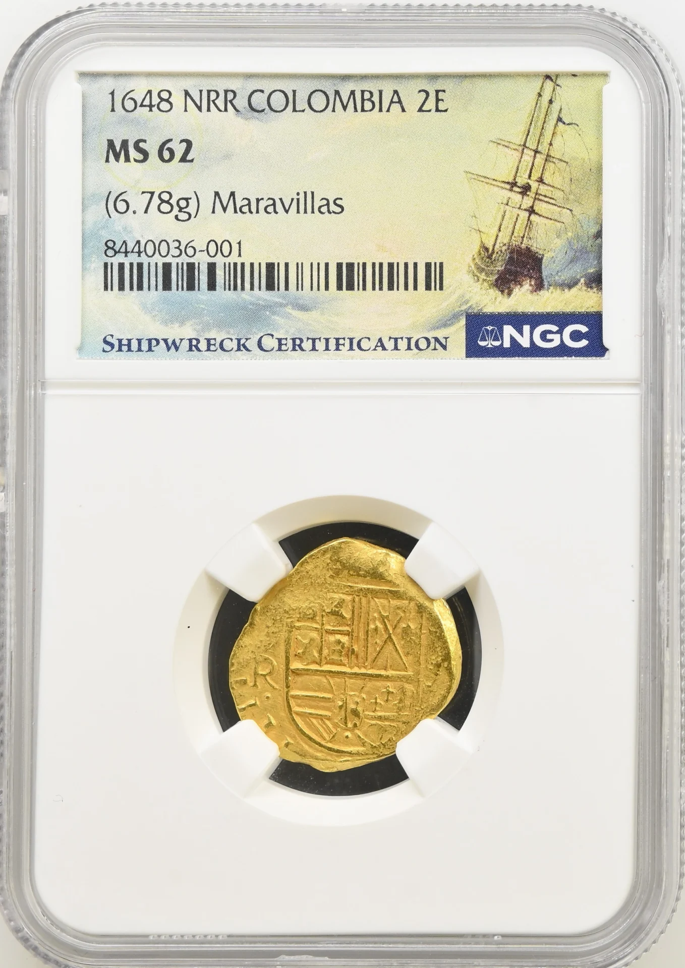 Colombia Maravillas (1656) 2 Escudos 1648 Nr R NGC MS62 0161781