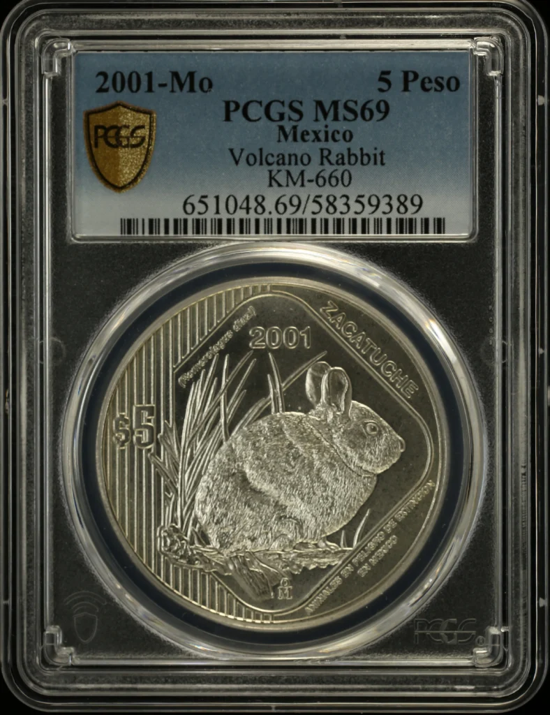 Modern Silver & Minors 5 Peso 2001 Mo KM-660 PCGS MS69 0161806