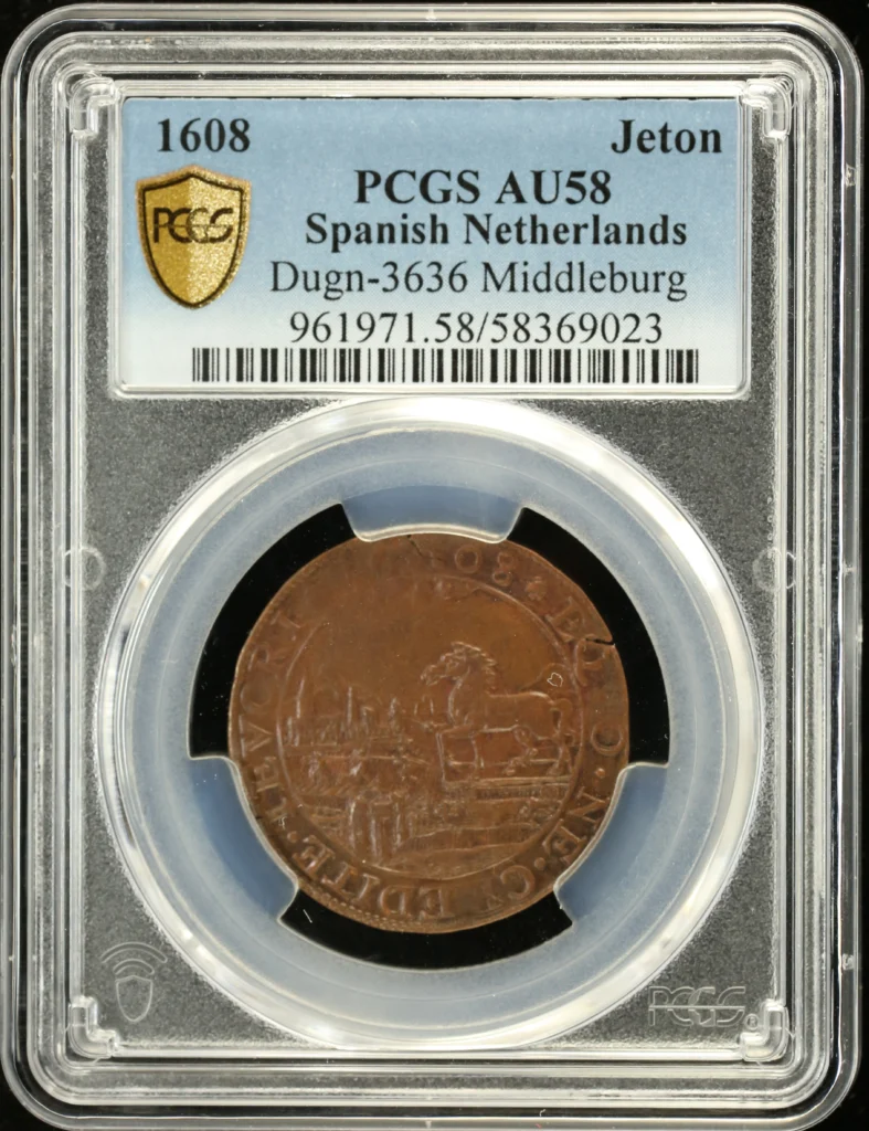 Belgium Jeton 1608 Dugn-3636 PCGS AU58 0161819