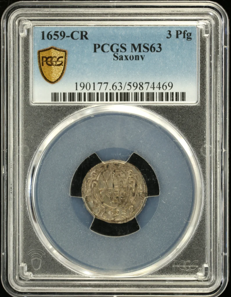 Germany 3 Pfennig 1659 Saxony PCGS MS63 0161855