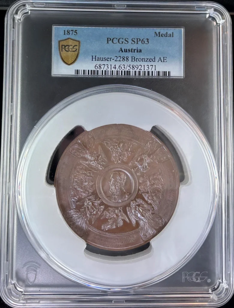 Imperial Era Medals & Tokens Mexican Coins Imperial Era Medals & Tokens Maximilian Bronze Medal 1875 PCGS SP63 Hauser-2288 0161860 Imperial Era Medals & Tokens Maximilian Bronze Medal 1875 PCGS SP63 Hauser-2288 0161860