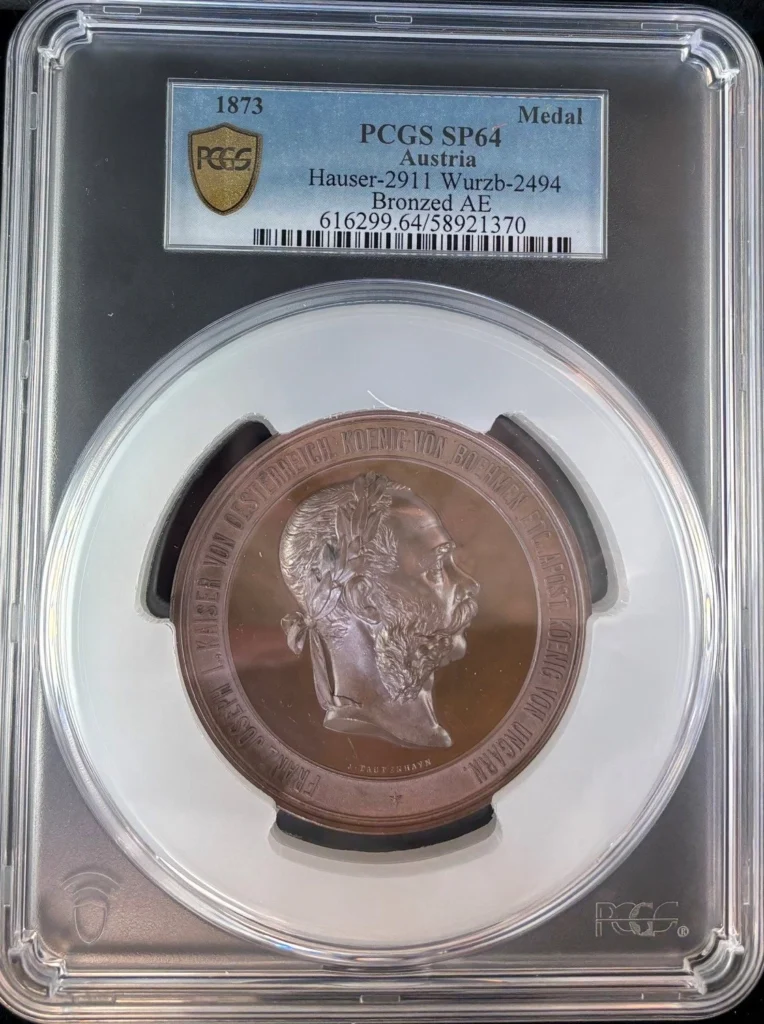 Austria Bronze Medal 1873 PCGS SP64 Hauser-2911 0161867