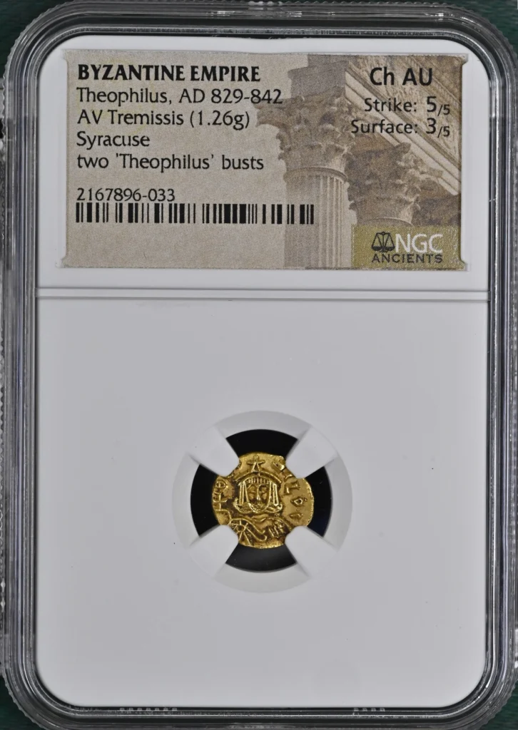 Byzantine Theophilus 829-842 AD AV Tremissis NGC Ch AU 0161923