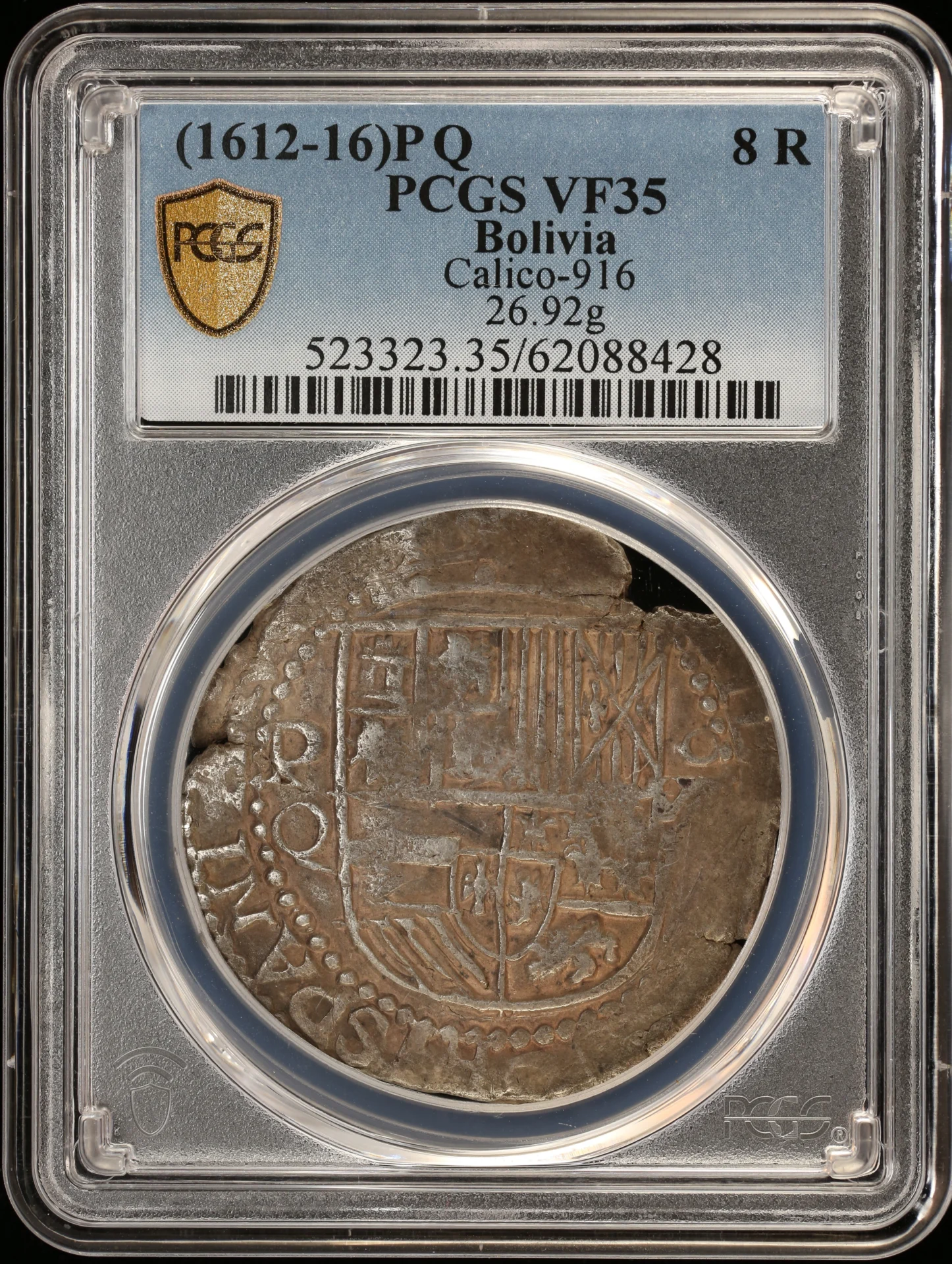 Bolivia Latin American Coins Bolivia 8 Reales (1612-16) P Q PCGS VF35 Calico-916 0161845 Bolivia 8 Reales (1612-16) P Q PCGS VF35 Calico-916 0161845