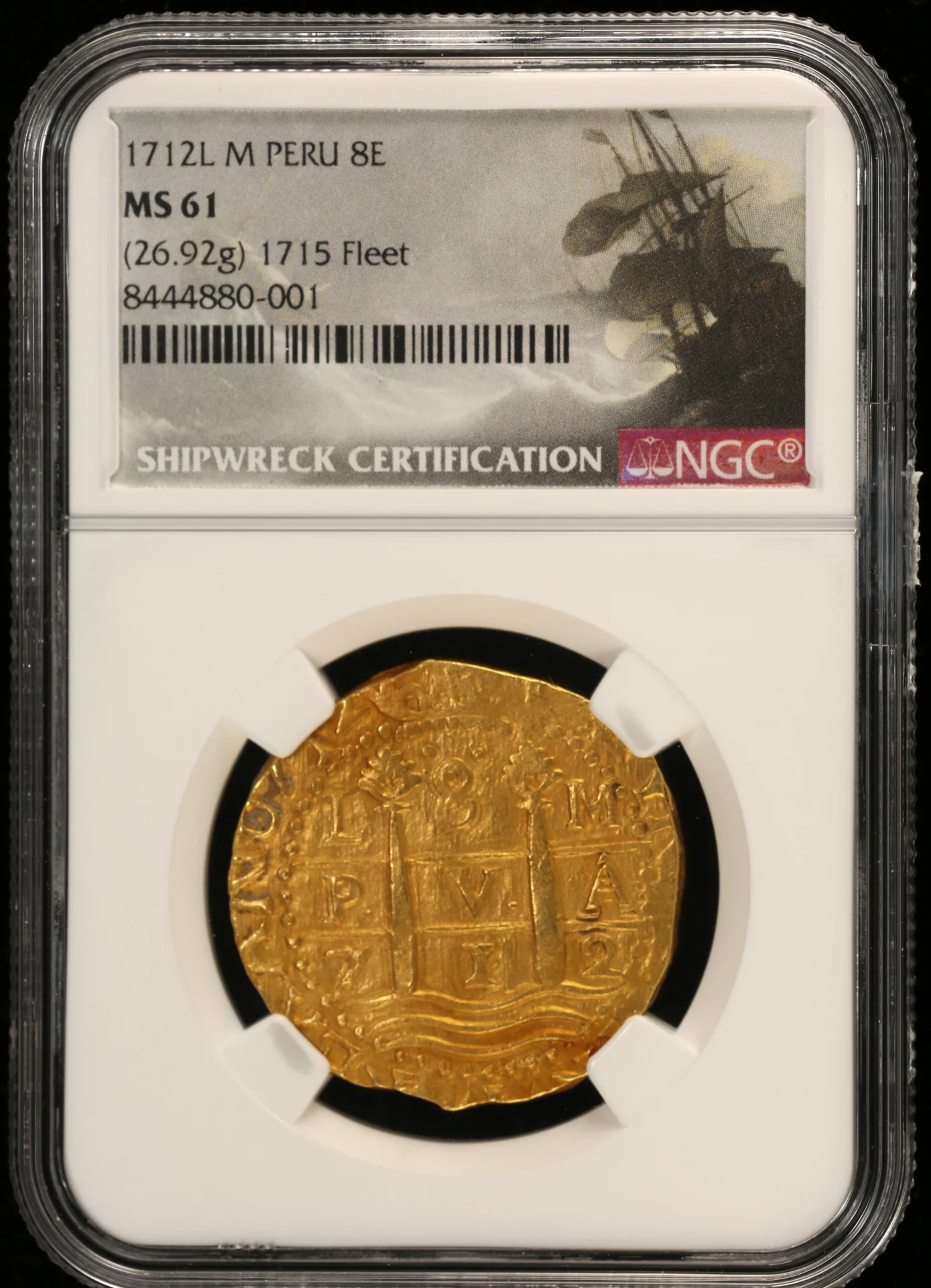 Peru 1715 Fleet (1715) 8 Escudos 1712 L M NGC MS61 0161770