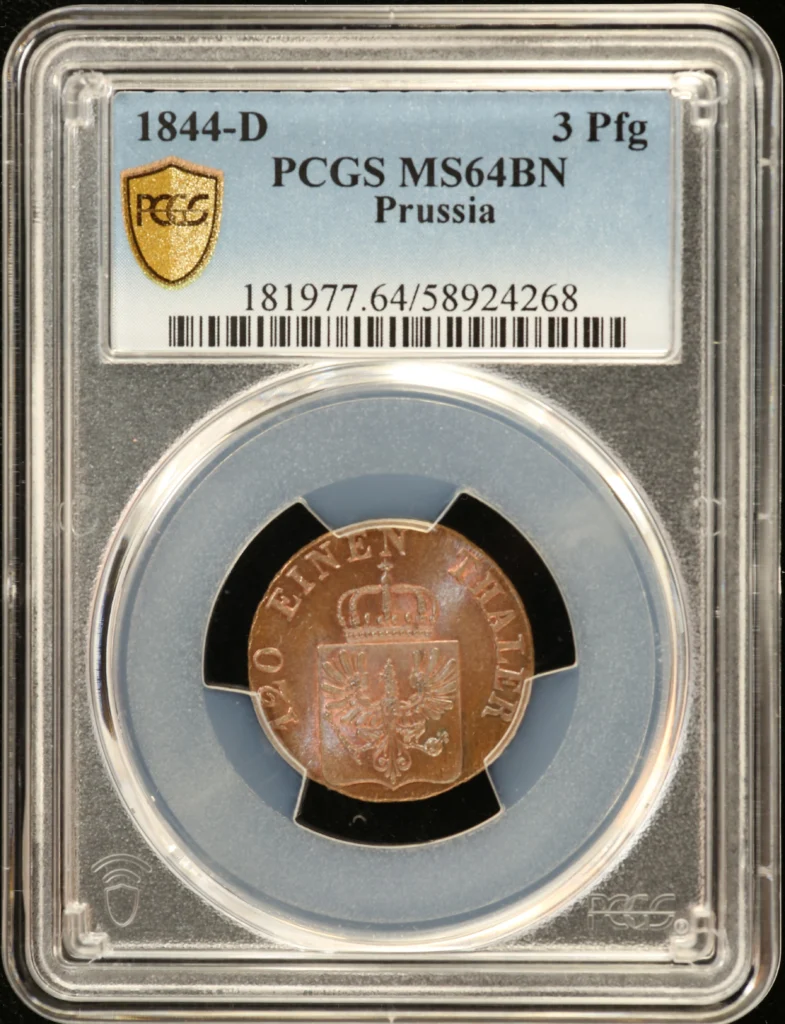 Germany 3 Pfennig 1844 D PCGS MS64BN 0161881