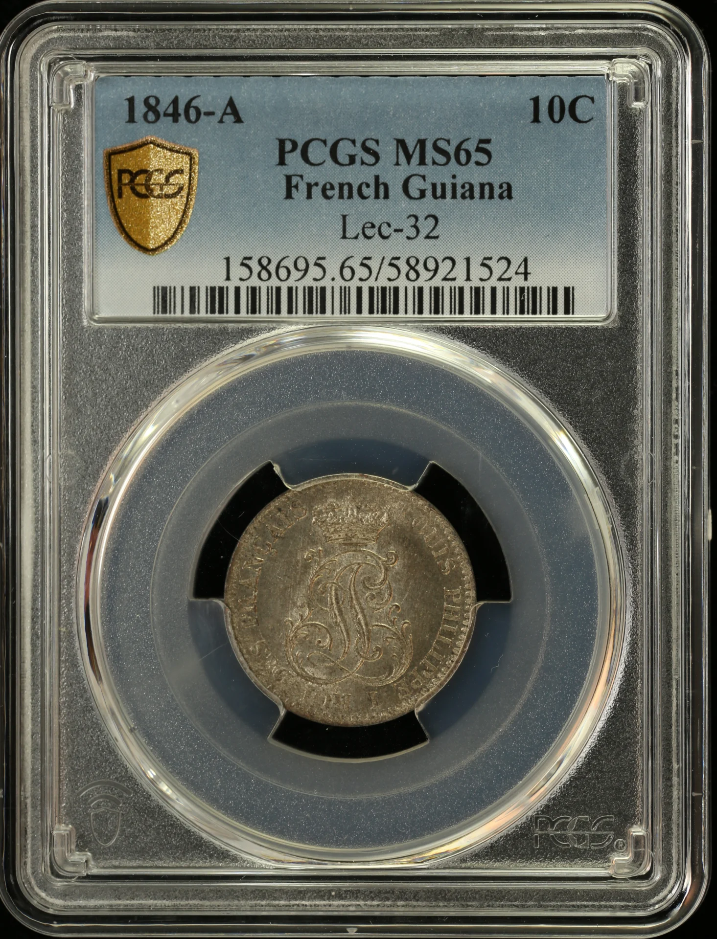 French Guyana Latin American Coins French Guyana 10 Centime 1846 A PCGS MS65 Lec-32 0162342 French Guyana 10 Centime 1846 A PCGS MS65 Lec-32 0162342French Guyana 10 Centime 1846 A PCGS MS65 Lec-32 0162342