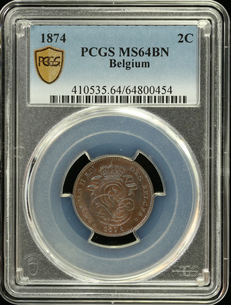 Belgium 2 Centimes 1874 PCGS MS64BN 0162138