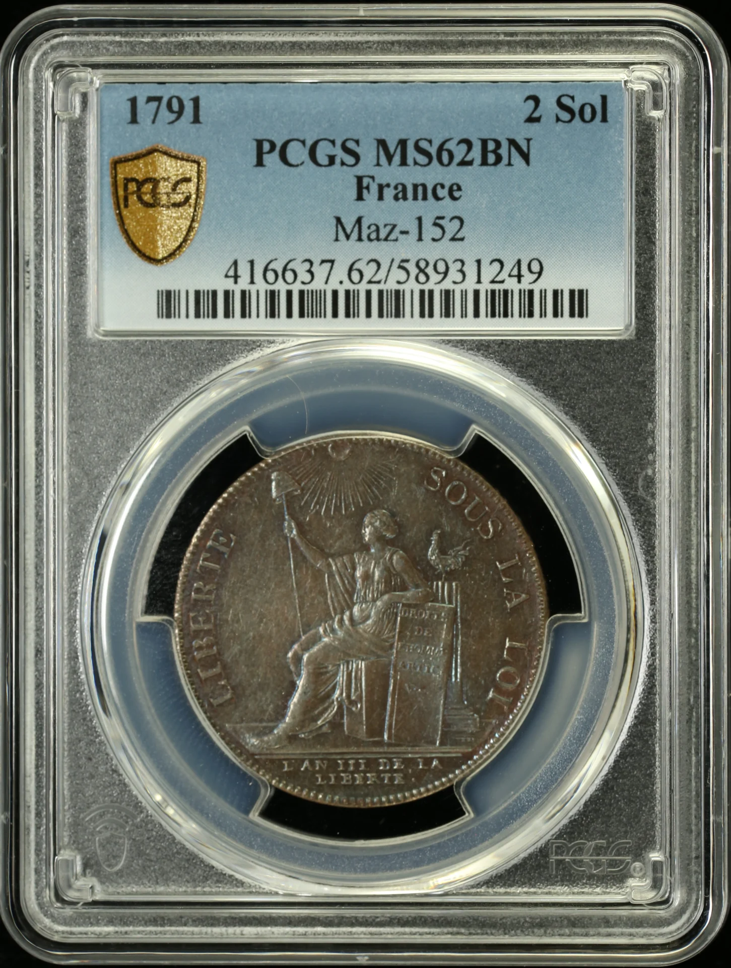 Europe France World Coins France 2 Sols 1791 PCGS MS62BN Maz-152 0162373 France 2 Sols 1791 PCGS MS62BN Maz-152 0162373France 2 Sols 1791 PCGS MS62BN Maz-152 0162373