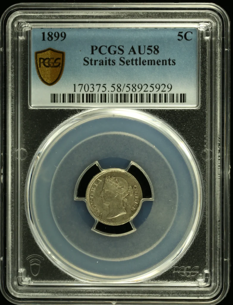 Asia Straits Settlements World Coins Straits Settlements 5 Cent 1899 PCGS AU58 0161877 Straits Settlements 5 Cent 1899 PCGS AU58 0161877