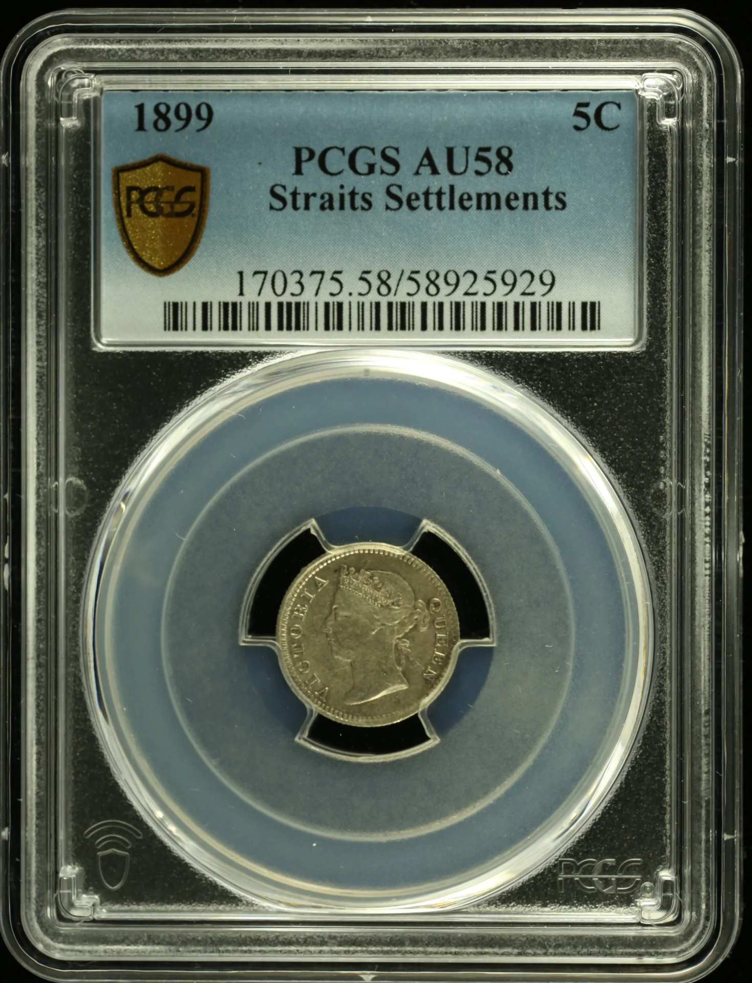 Asia Straits Settlements World Coins Straits Settlements 5 Cent 1899 PCGS AU58 0161877 Straits Settlements 5 Cent 1899 PCGS AU58 0161877
