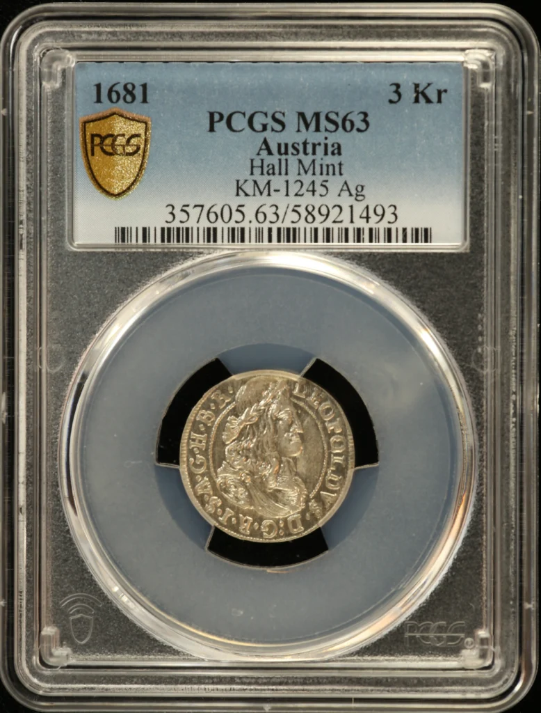 Austria 3 Kreuzer 1681 Hall PCGS MS63 KM-1245 0162107