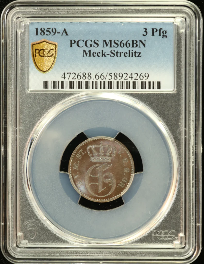 Germany 3 Pfennig 1859 A PCGS MS66BN 0162165
