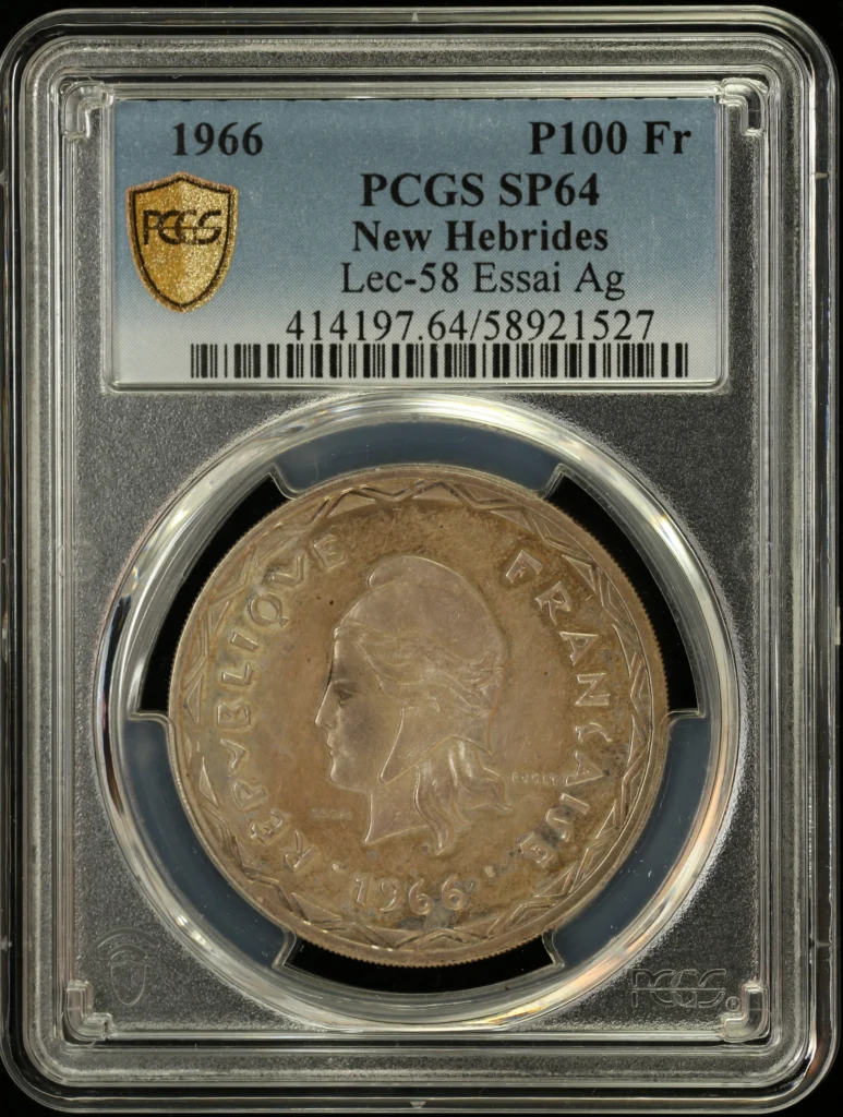 Other Vanuatu 100 Franc 1966 New Hebrides PCGS SP64 Lec-58 0162344