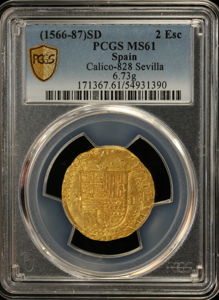 Spain 2 Escudo (1566-87) S D PCGS MS61 Calico-828 0162031