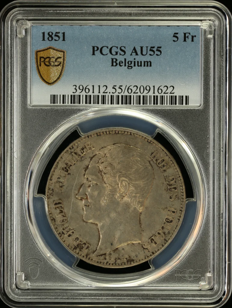 Belgium 5 Francs 1851 PCGS AU55 0162140