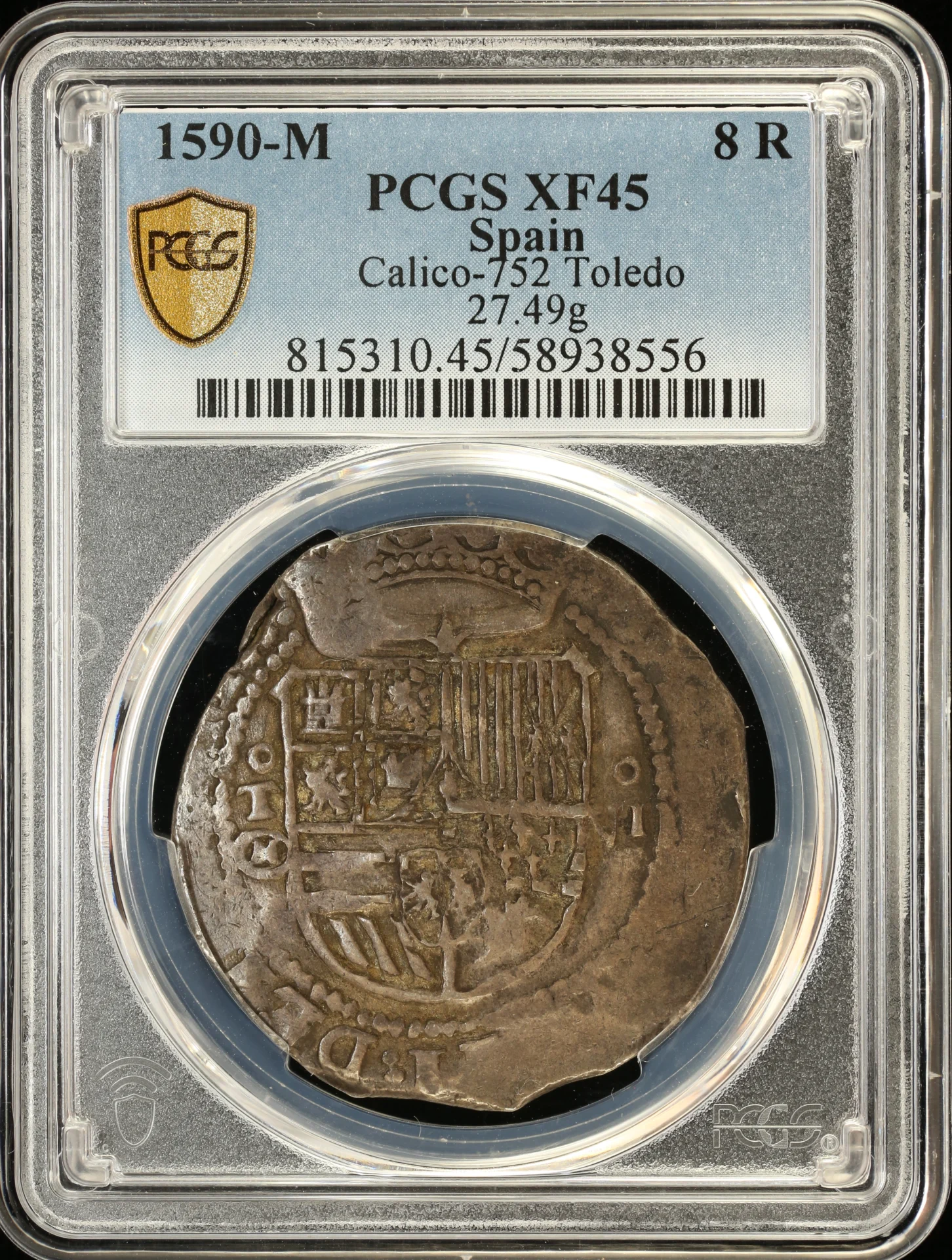 Europe Spain World Coins Spain 8 Reales 1590 M PCGS XF45 Calico-752 0161991 Spain 8 Reales 1590 M PCGS XF45 Calico-752 0161991