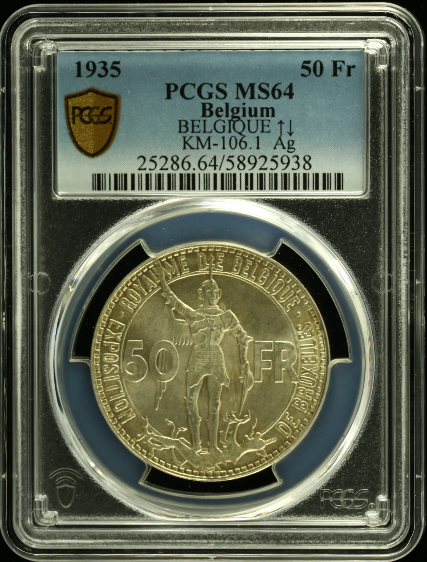 Belgium Europe World Coins Belgium 50 Francs 1935 KM-106.1 PCGS MS64 0162142 Belgium 50 Francs 1935 KM-106.1 PCGS MS64 0162142
