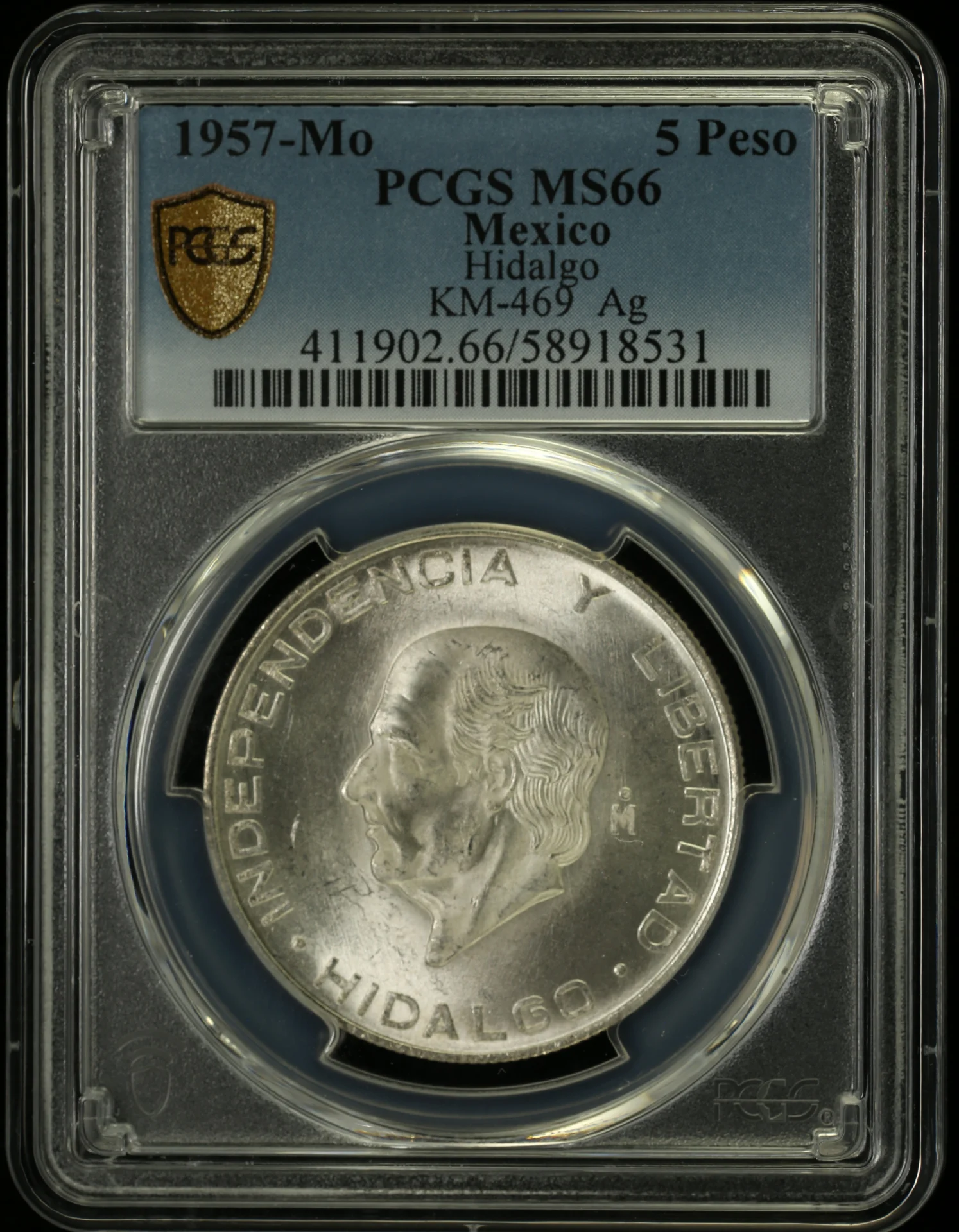 5 Peso Mexican Coins Modern Silver & Minors Modern Silver & Minors 5 Peso 1957 Mo PCGS MS66 KM-469 0162474 Modern Silver & Minors 5 Peso 1957 Mo PCGS MS66 KM-469 0162474Modern Silver & Minors 5 Peso 1957 Mo PCGS MS66 KM-469 0162474