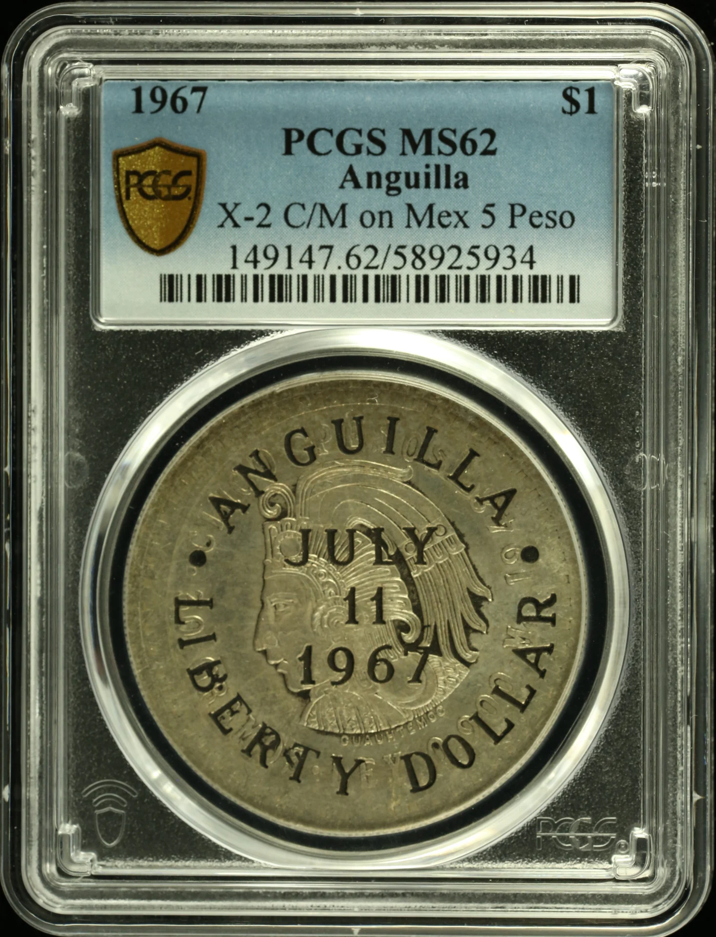 Caribbean Other World Coins Other Anguilla Liberty Dollar 1967 PCGS MS62 0162014 Other Anguilla Liberty Dollar 1967 PCGS MS62 0162014